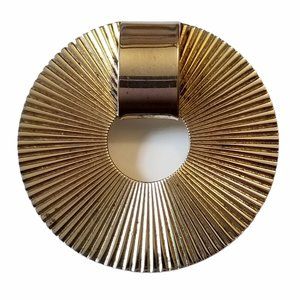 Vintage Napier Sterling Silver Ribbed Etched Disc Circle Modernist Brooch Pin